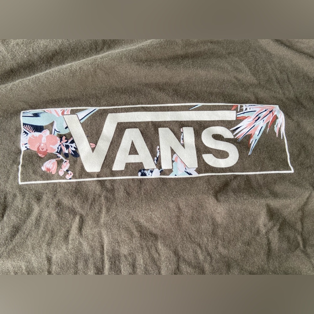 Vans tropical graphic long sleeve crop t shirt Size XL